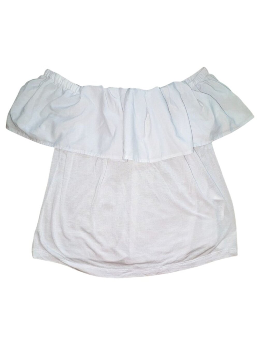 French Connection Off The Shoulder Light Weight Ruffled Blouse-Gray-Size Small-G